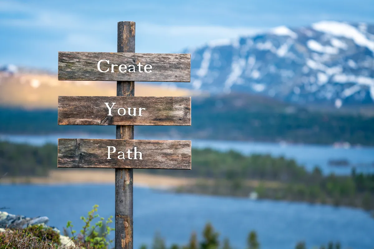 Empowered Freedom by Saskia Pehlemann - Self-Empowerment Coaching - wooden sign with motivational message.